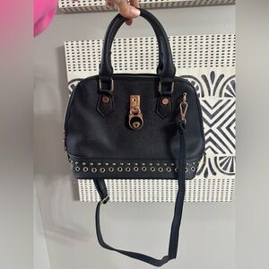 Black Handbag with Gold Accents